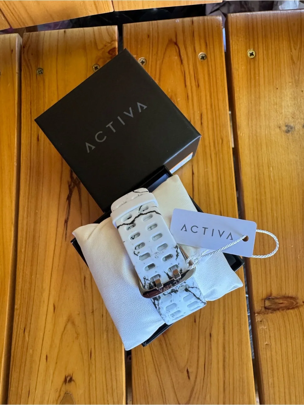 Ativa White Marble Sport Watch with Mint Bezel